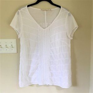 Soft Surroundings Flowy White Embroidered Blouse, Size XS